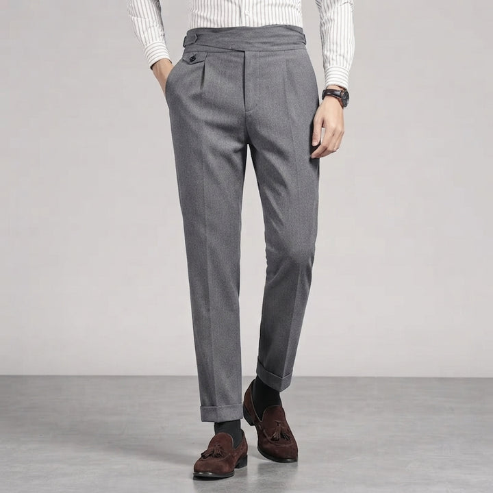 Men's Slim Fit High Waist Trouser – Modern Pleated Front