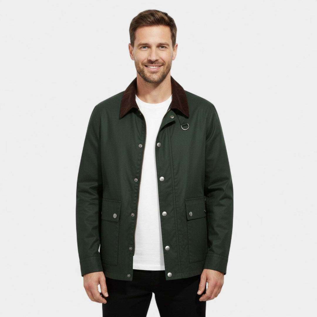 Men's Cotton Windbreaker Jacket – Multi Pocket Relaxed Cut