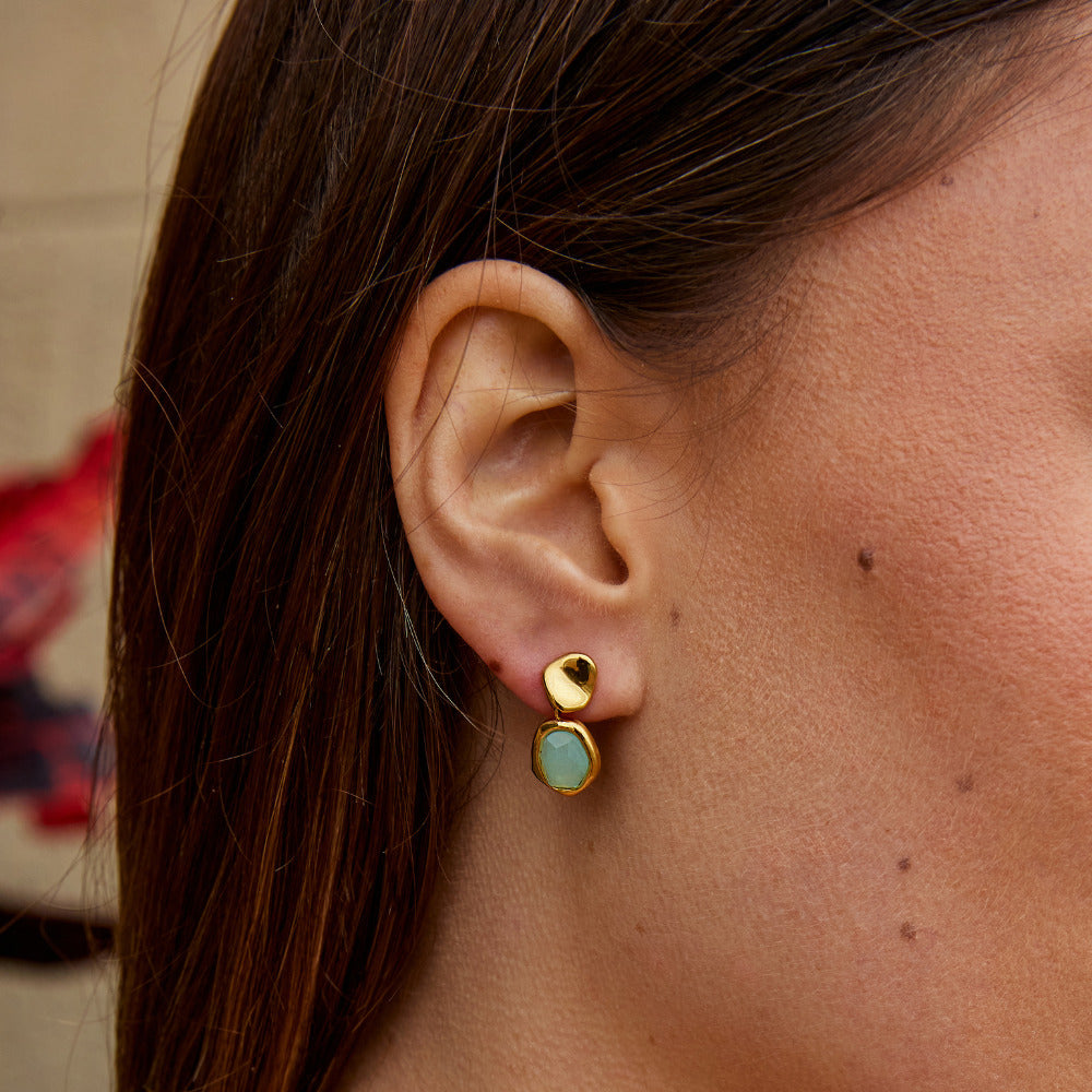 Gold-Tone Aquamarine Blue Drop Earrings