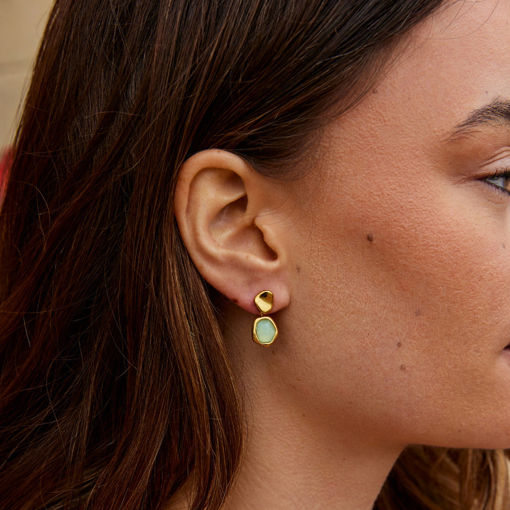 Gold-Tone Aquamarine Blue Drop Earrings