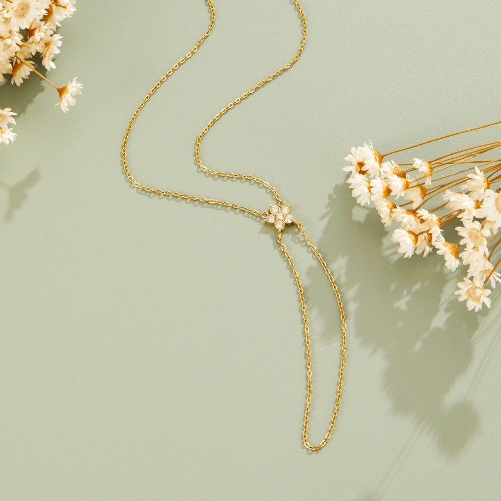 Gold-Tone Crystal Bloom Lariat Bracelet