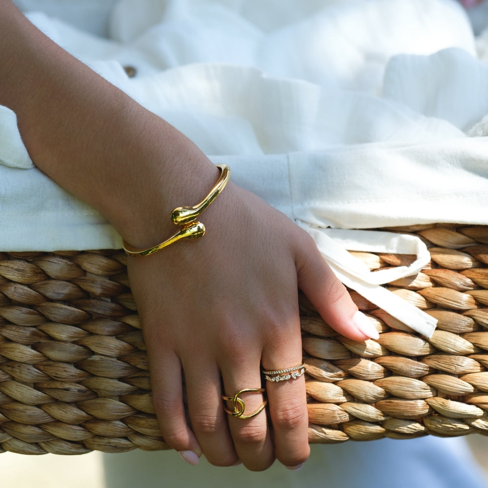 Gold-Tone Teardrop Bangle