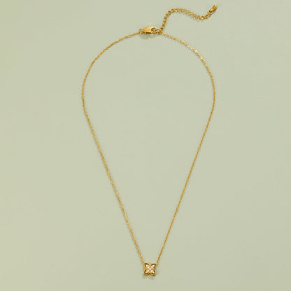 Golden Four Leaf Crystal Necklace