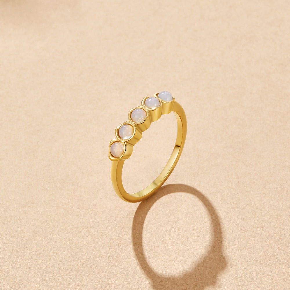 Golden Moonstone-Effect Eternity Ring
