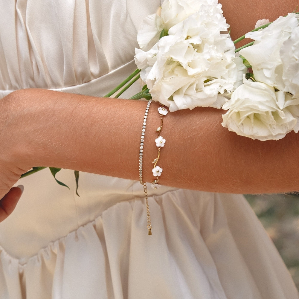 Gold-Tone Pearl Blossom Bracelet