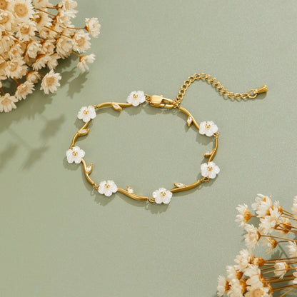 Gold-Tone Pearl Blossom Bracelet