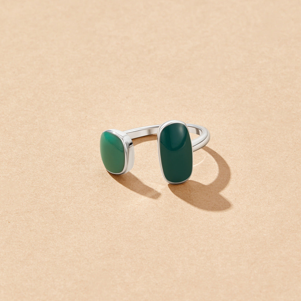 Willow Green Silver-Tone Wrap Ring