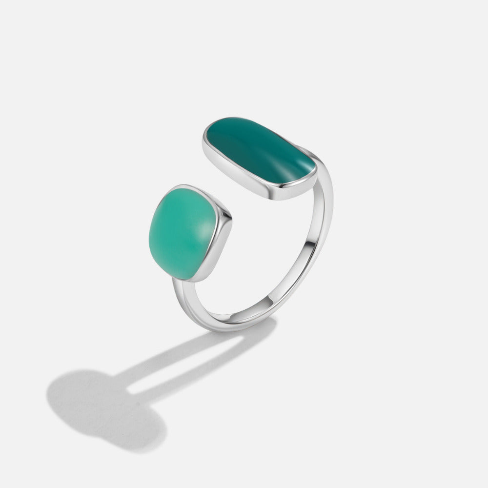 Willow Green Silver-Tone Wrap Ring