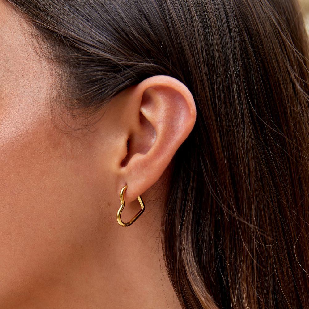 Gold-Tone Heart Hoop Earrings