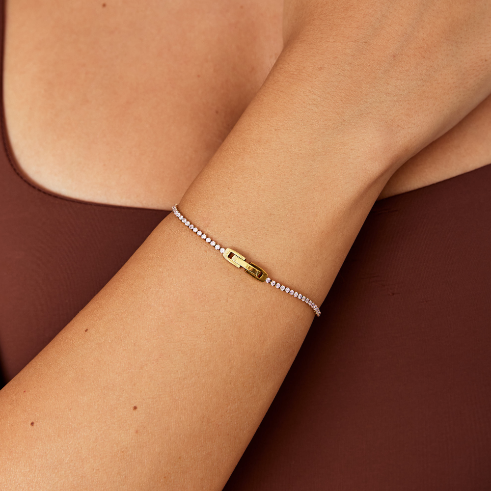 Kiera Gold-Tone Pink Crystal Bracelet