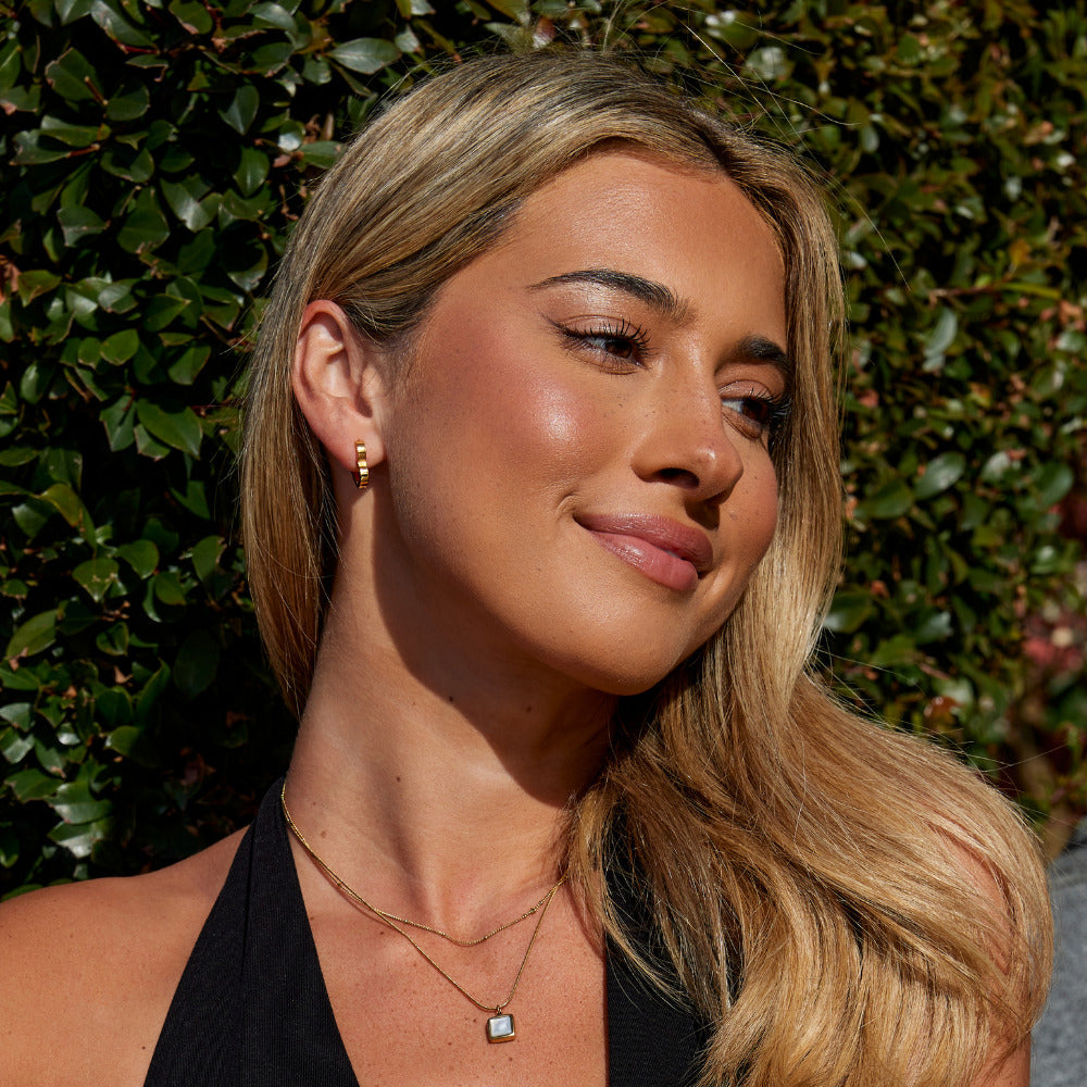 Mary Heart Gold-Tone Hoop Earrings