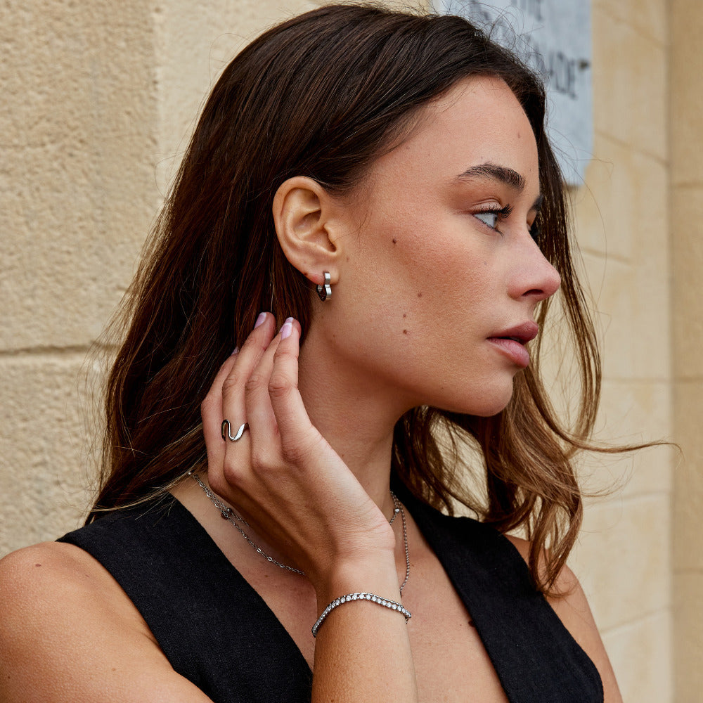 Mary Silver-Tone Heart Hoops