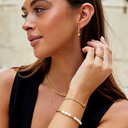 Niyah White Crystal Gold-Tone Bracelet