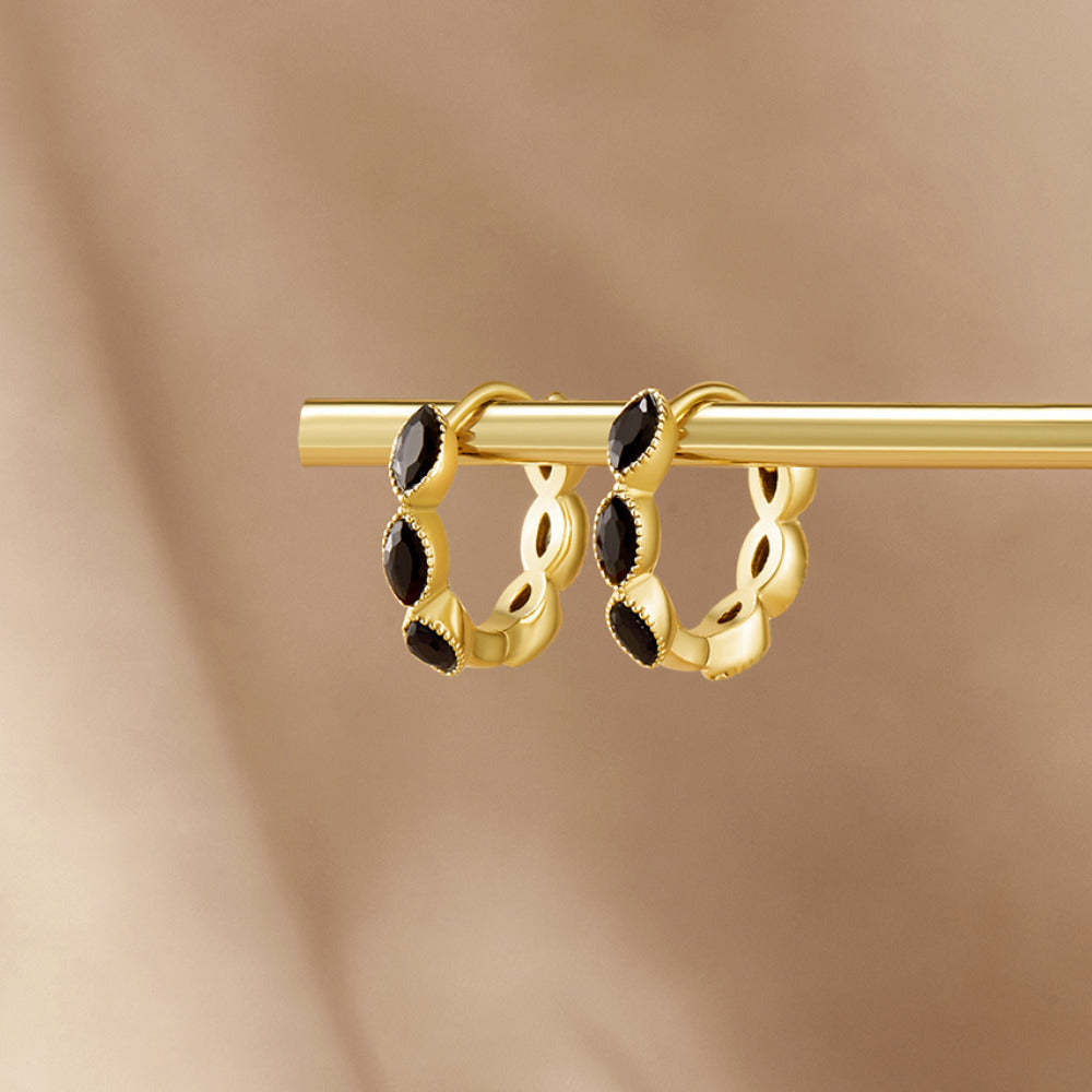 Black Onyx-Tone Tiny Hoop Earrings