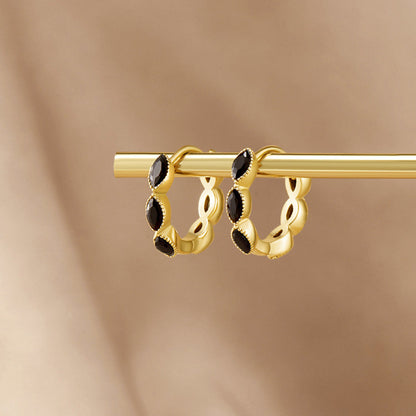 Black Onyx-Tone Tiny Hoop Earrings