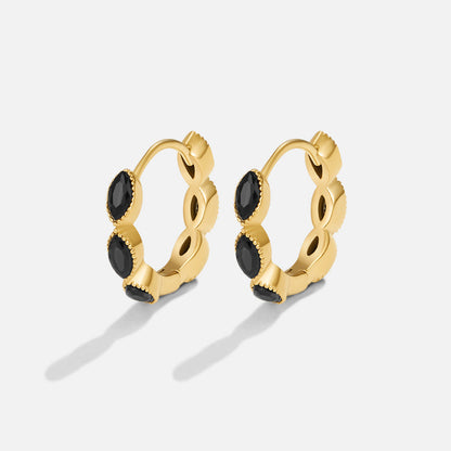 Black Onyx-Tone Tiny Hoop Earrings