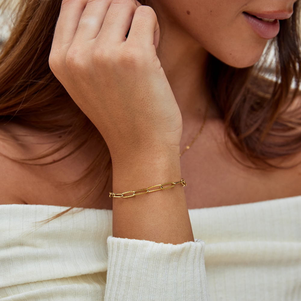 Paperclip Gold-Tone Chain Bracelet