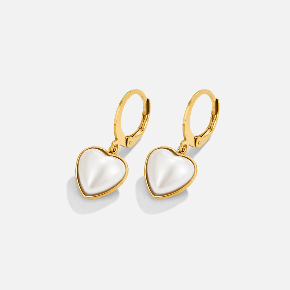 Pure Heart Pearl Hoops