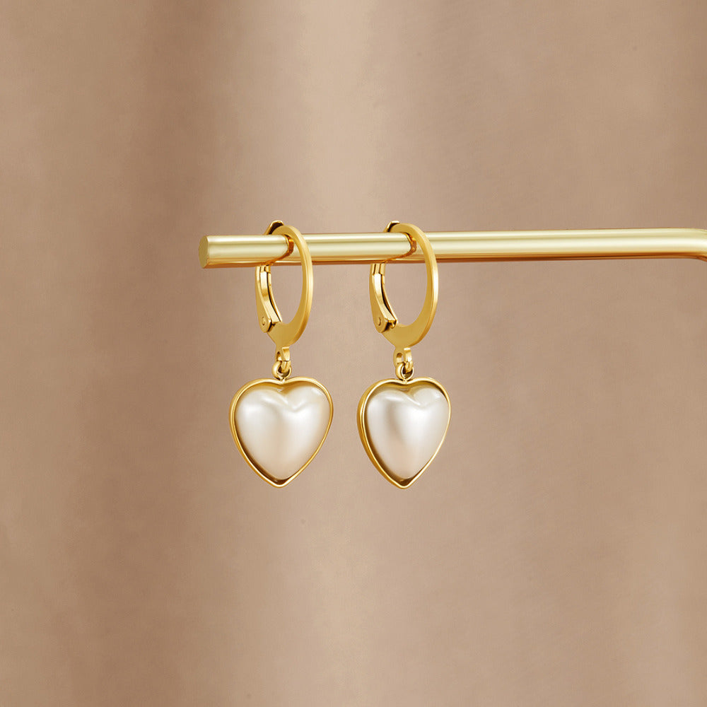 Pure Heart Pearl Hoops