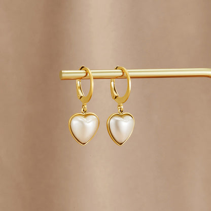 Pure Heart Pearl Hoops