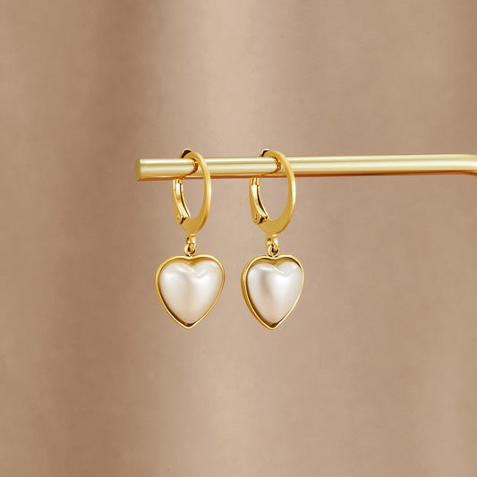 Pure Heart Pearl Hoops