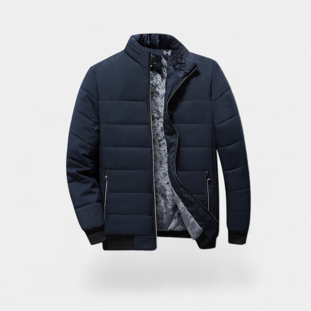 Men's Padded Cotton Jacket – faux fur Lined Stand Collar