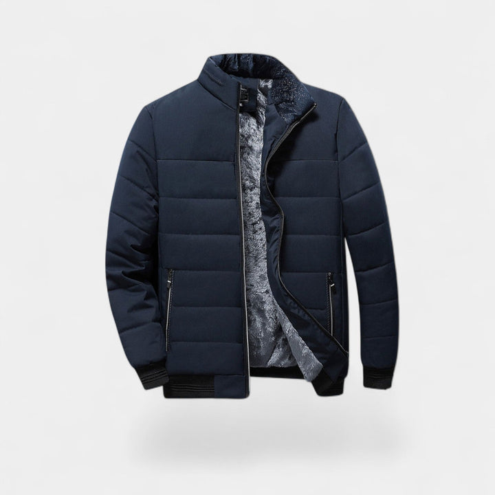Men's Padded Cotton Jacket – faux fur Lined Stand Collar