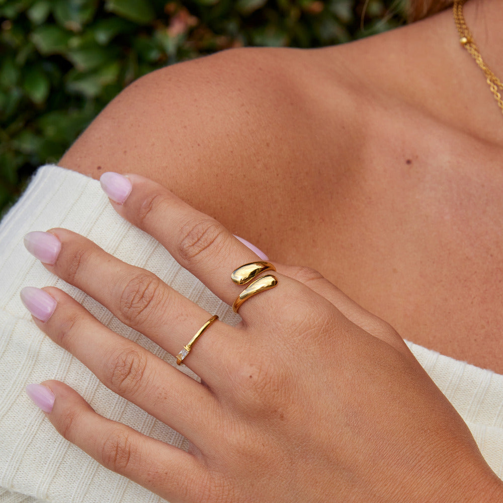 Raven Gold-Tone Wrap Ring