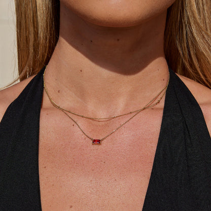 Ruby Red Baguette Necklace