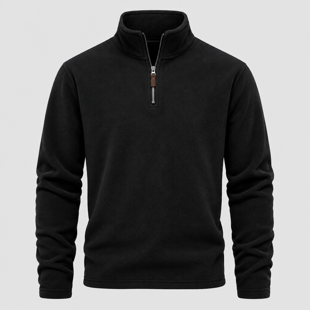 Men’s Fleece Sweatshirt – Stand Collar Quarter Zip Pullover