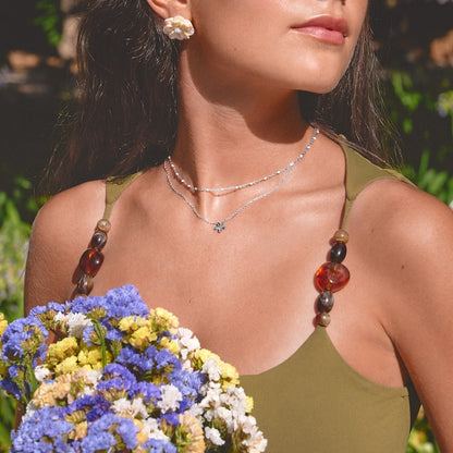 Silver-Tone Blossom Pendant Necklace