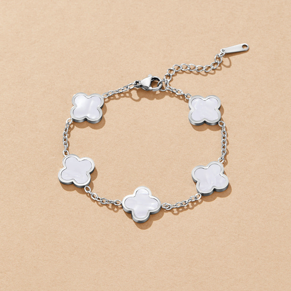 Silver-Tone Clover Charm Bracelet