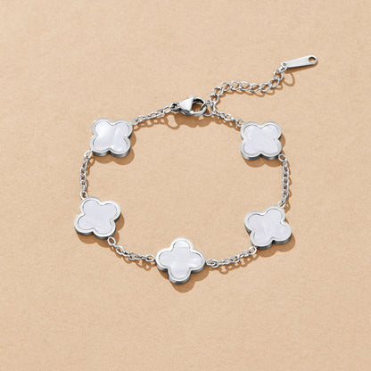 Silver-Tone Clover Charm Bracelet