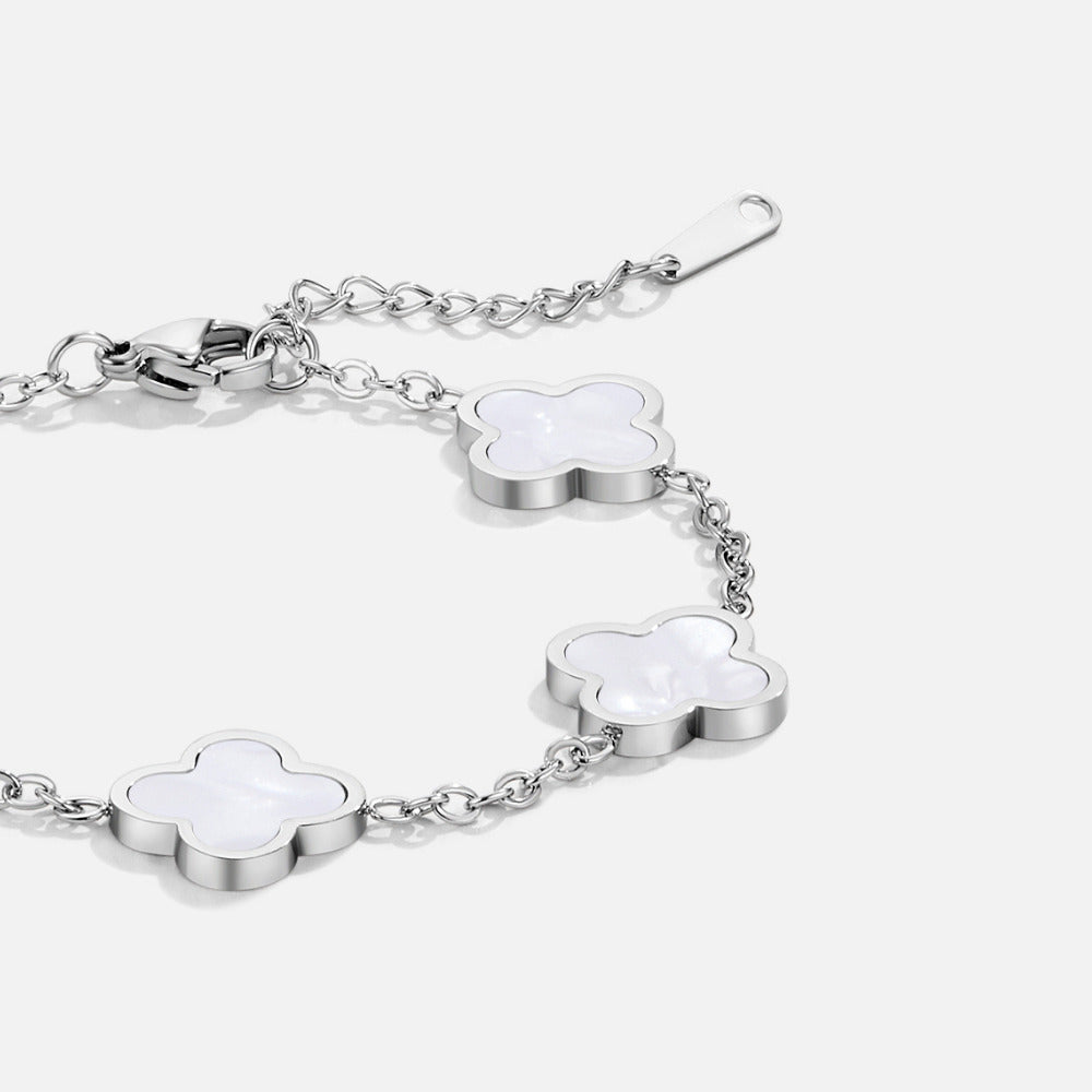 Silver-Tone Clover Charm Bracelet