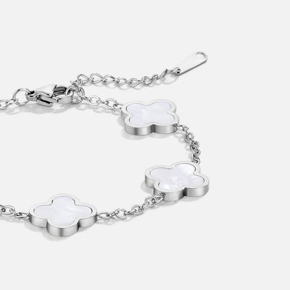 Silver-Tone Clover Charm Bracelet