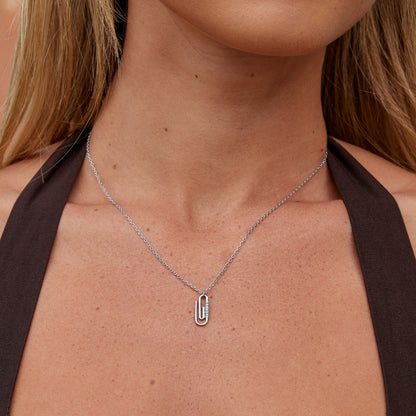 Crystal Paperclip Silver-Tone Necklace