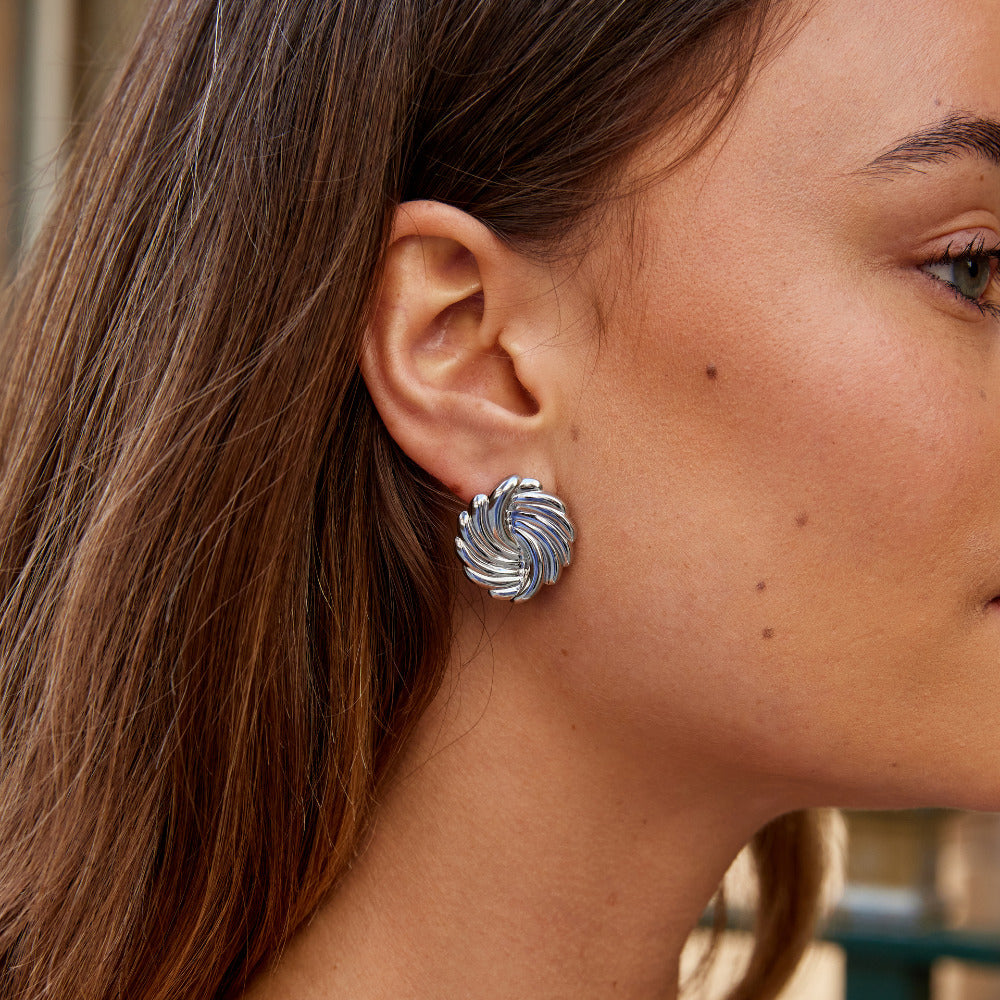 Silver-Tone Spiral Drop Earrings