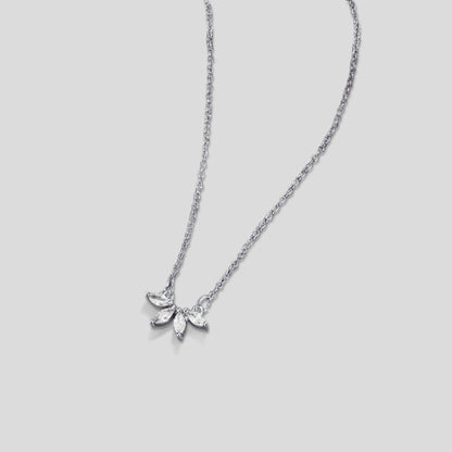 Silver-Tone Crystal Leaf Drop Necklace