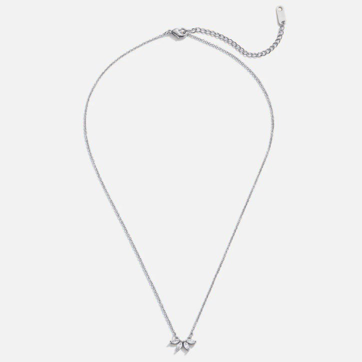 Silver-Tone Crystal Leaf Drop Necklace