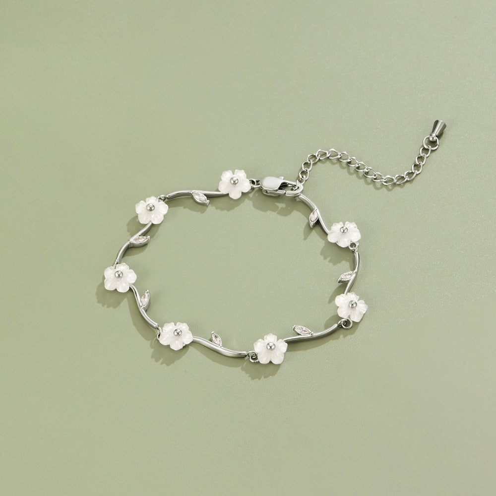 Silver-Tone Pearl Blossom Bracelet
