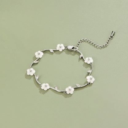 Silver-Tone Pearl Blossom Bracelet
