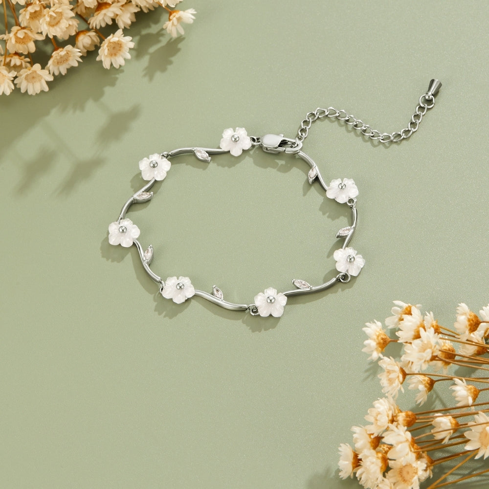 Silver-Tone Pearl Blossom Bracelet