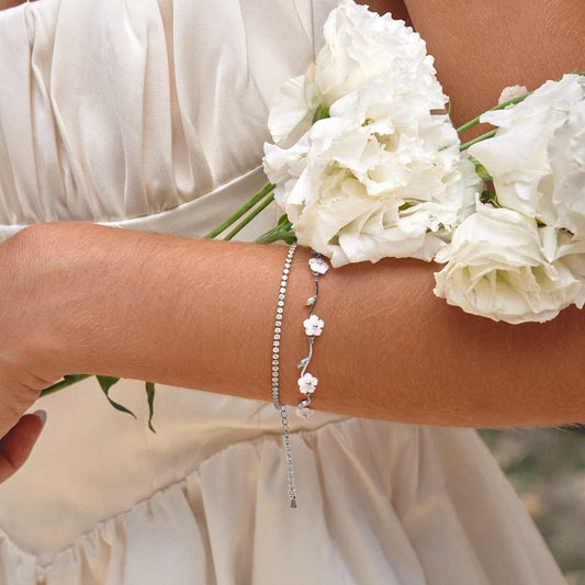 Silver-Tone Pearl Blossom Bracelet