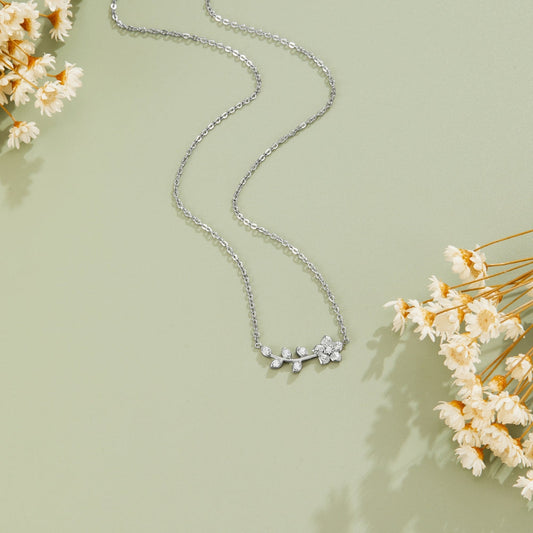 Silver-Tone Crystal Vine Necklace