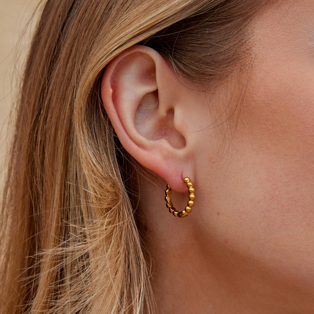 Soraya Gold-Tone Beaded Hoop Earrings