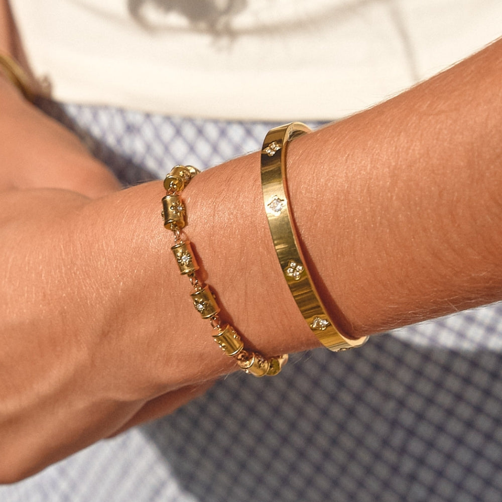 Stellar Gold-Tone Barrel Bracelet