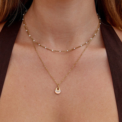 Silver-Tone White Stone Pendant Necklace