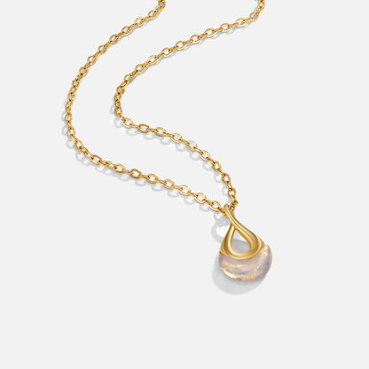 Silver-Tone White Stone Pendant Necklace