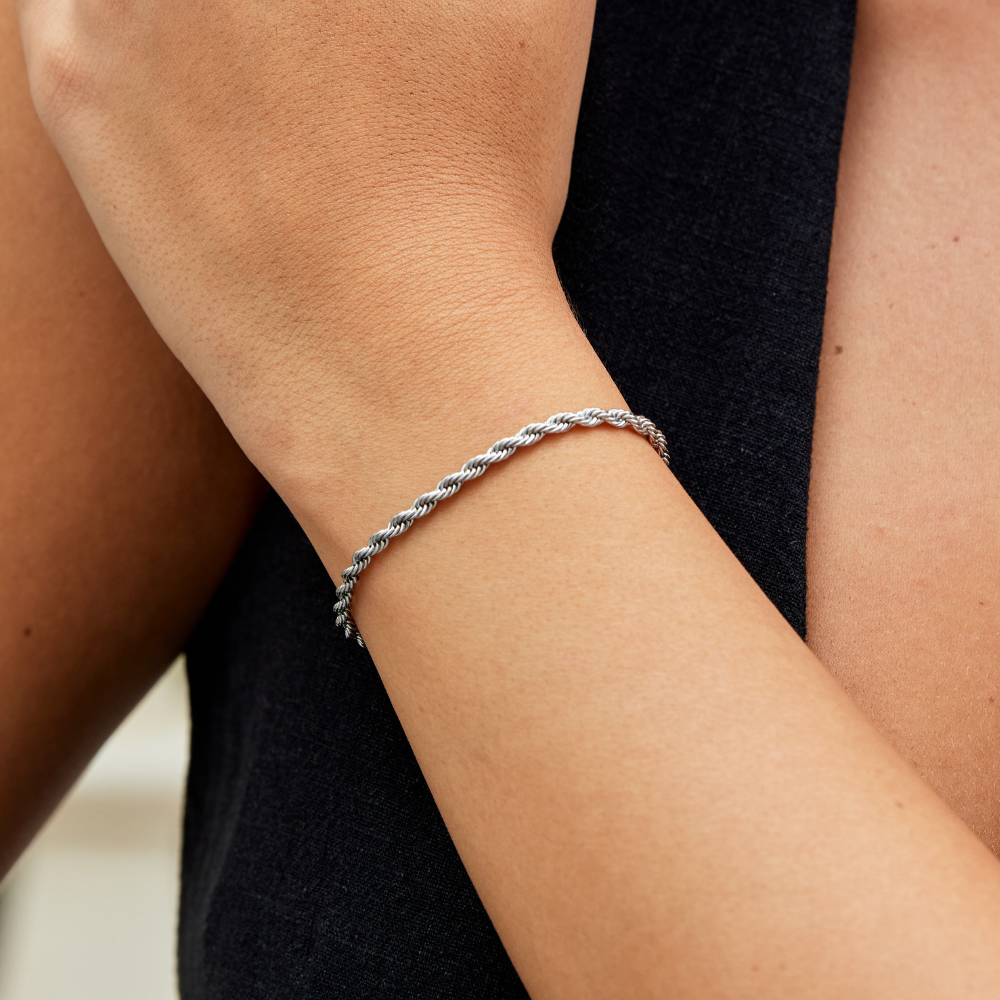 Twisted Chain Silver-Tone Bracelet