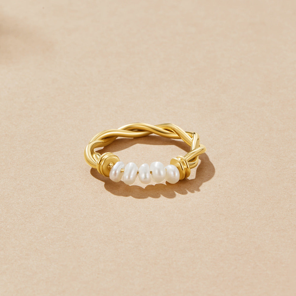 Twisted Freshwater Pearl Ring
